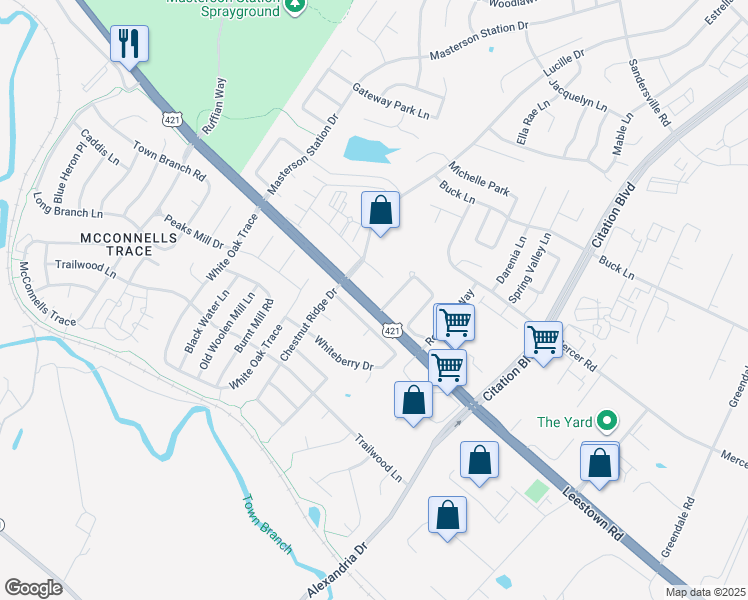 map of restaurants, bars, coffee shops, grocery stores, and more near 2725 Leestown Road in Lexington