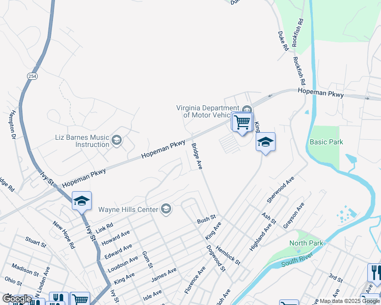 map of restaurants, bars, coffee shops, grocery stores, and more near 817 Hopeman Parkway in Waynesboro
