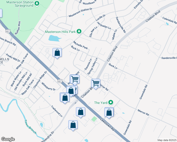 map of restaurants, bars, coffee shops, grocery stores, and more near 216 Darenia Lane in Lexington