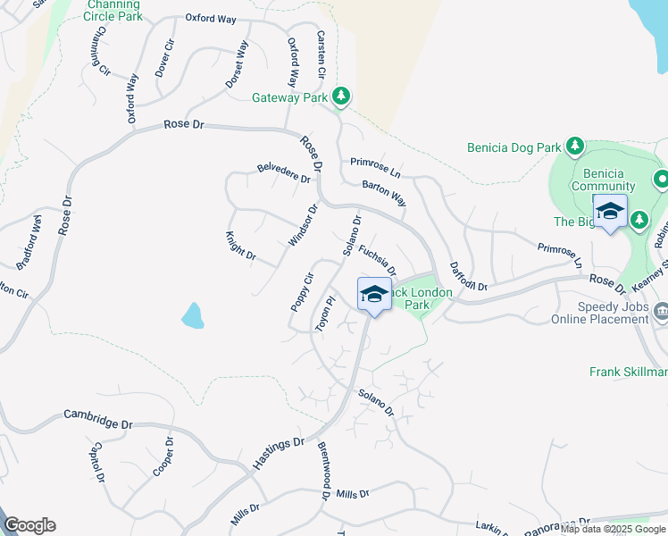 map of restaurants, bars, coffee shops, grocery stores, and more near 553 Poppy Circle in Benicia