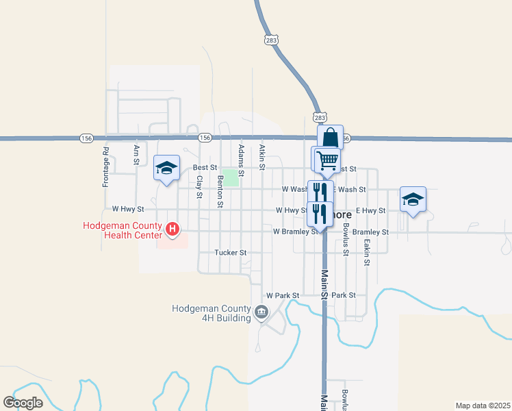 map of restaurants, bars, coffee shops, grocery stores, and more near Highway St in Jetmore