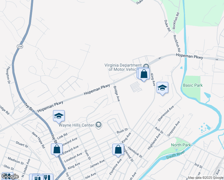map of restaurants, bars, coffee shops, grocery stores, and more near 817 Hopeman Parkway in Waynesboro