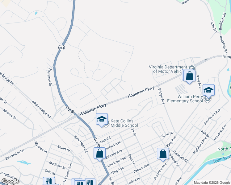 map of restaurants, bars, coffee shops, grocery stores, and more near 801 Hopeman Parkway in Waynesboro