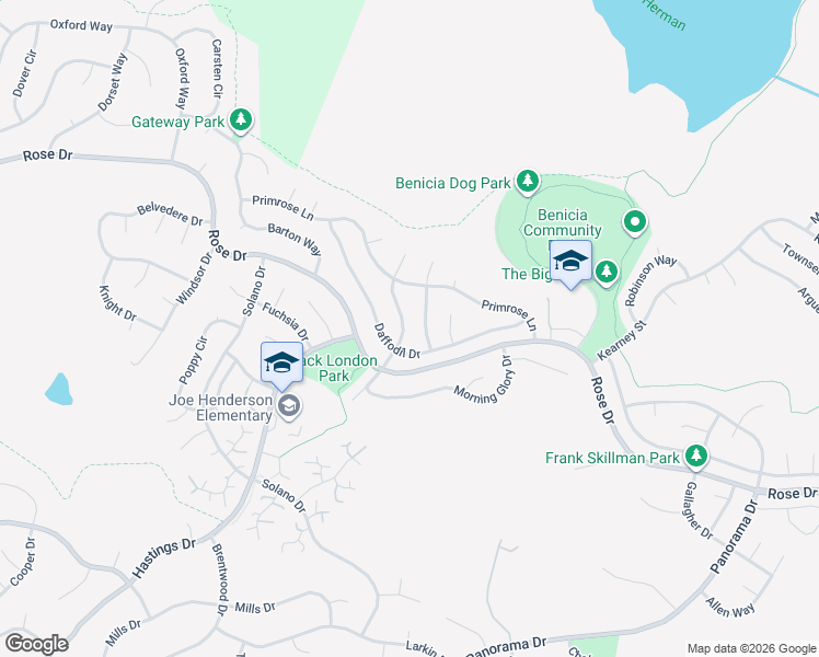 map of restaurants, bars, coffee shops, grocery stores, and more near 674 Snapdragon Place in Benicia