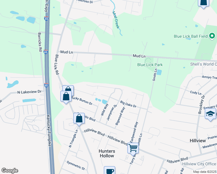map of restaurants, bars, coffee shops, grocery stores, and more near 524 Cr-1581K in Louisville