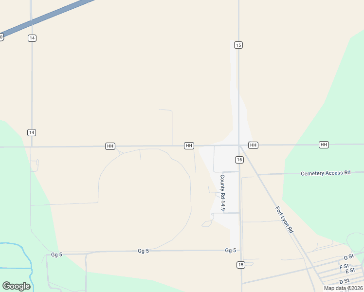 map of restaurants, bars, coffee shops, grocery stores, and more near 14810 Co Road Hh in Las Animas