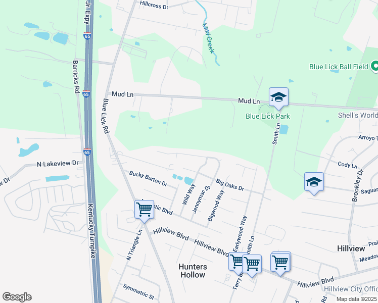map of restaurants, bars, coffee shops, grocery stores, and more near 524 Cr-1581K in Louisville