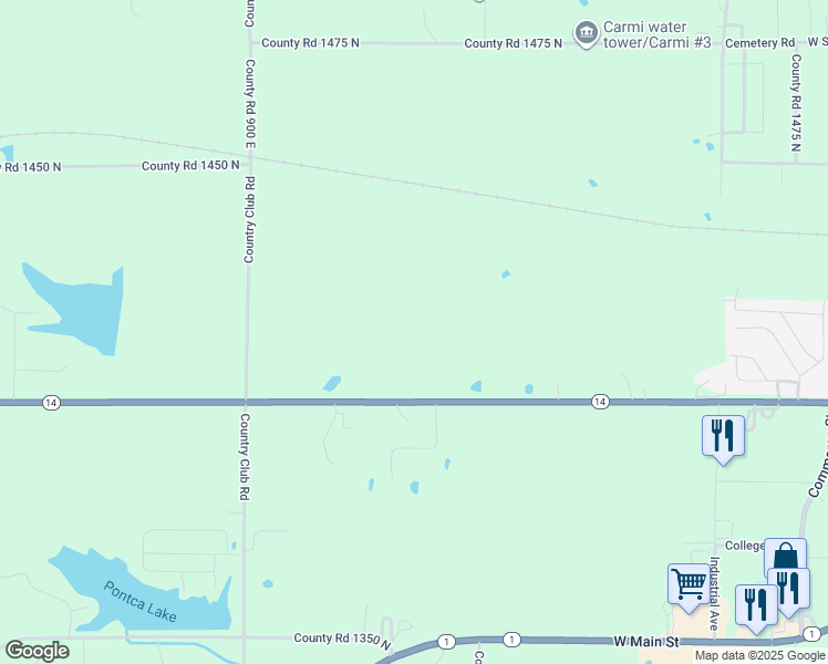 map of restaurants, bars, coffee shops, grocery stores, and more near 936 Illinois 14 in Carmi