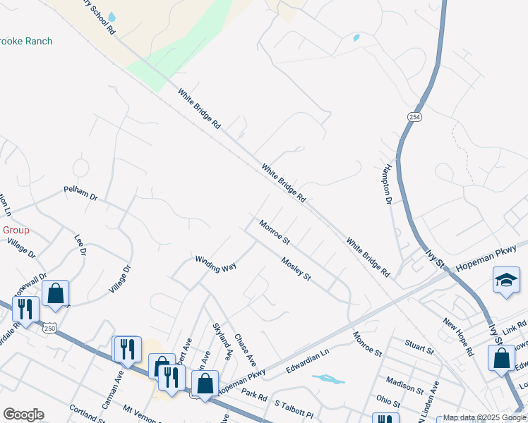 map of restaurants, bars, coffee shops, grocery stores, and more near 208 Holland Circle in Waynesboro