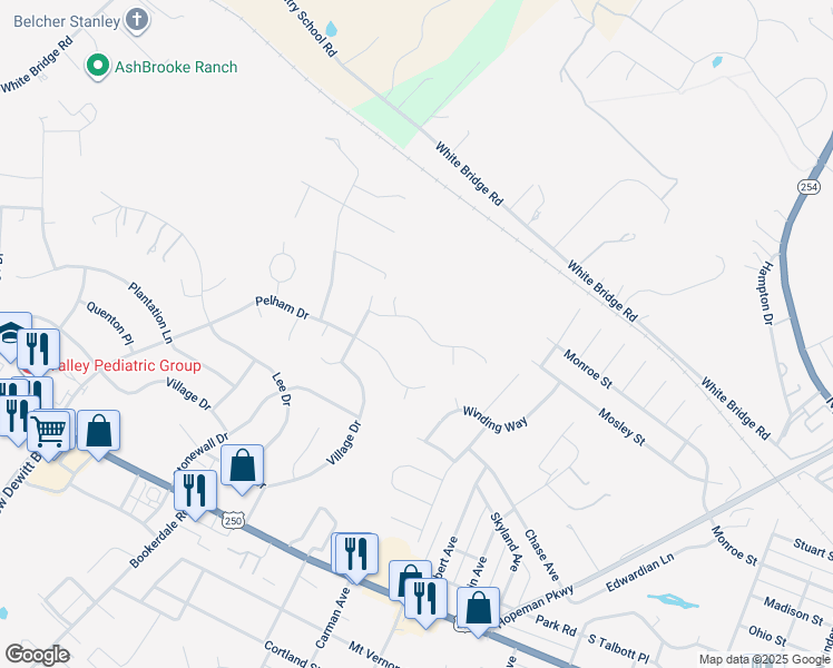 map of restaurants, bars, coffee shops, grocery stores, and more near 732 Governors Way in Waynesboro