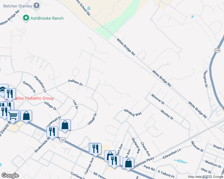 map of restaurants, bars, coffee shops, grocery stores, and more near 732 Governors Way in Waynesboro