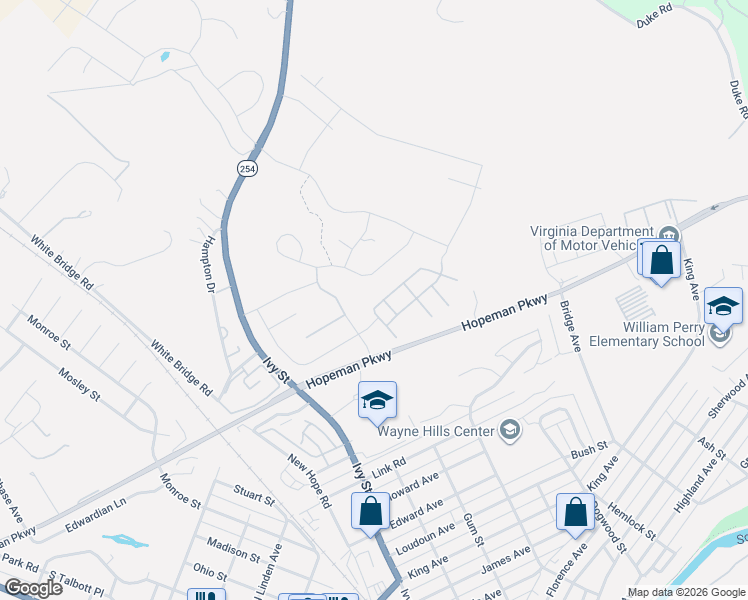 map of restaurants, bars, coffee shops, grocery stores, and more near 101 Guilford Lane in Waynesboro