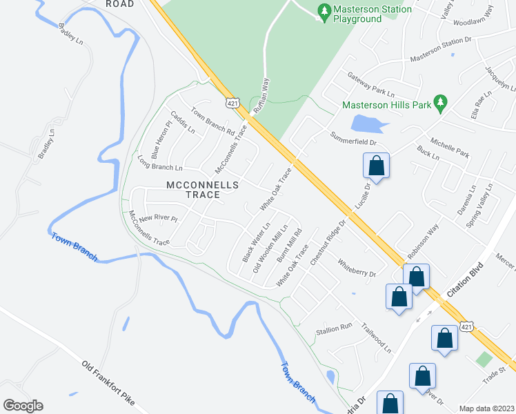 map of restaurants, bars, coffee shops, grocery stores, and more near 157 White Oak Trce in Lexington