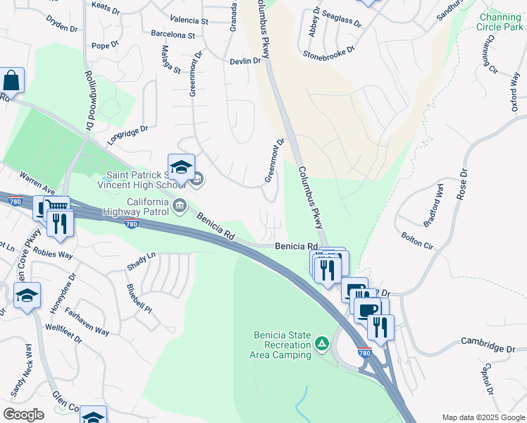 map of restaurants, bars, coffee shops, grocery stores, and more near 271 Nautical Ct in Vallejo