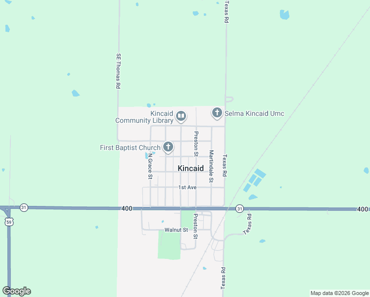 map of restaurants, bars, coffee shops, grocery stores, and more near 3rd Avenue in Kincaid