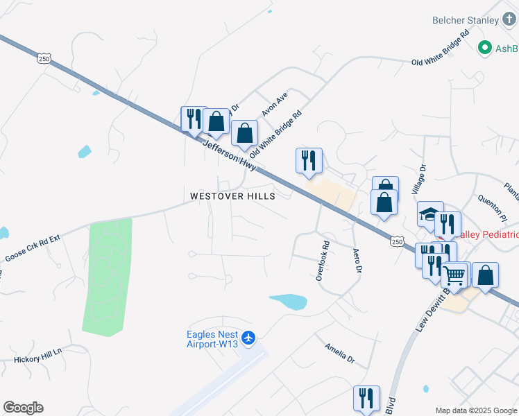map of restaurants, bars, coffee shops, grocery stores, and more near 37 Mountain View Drive in Waynesboro