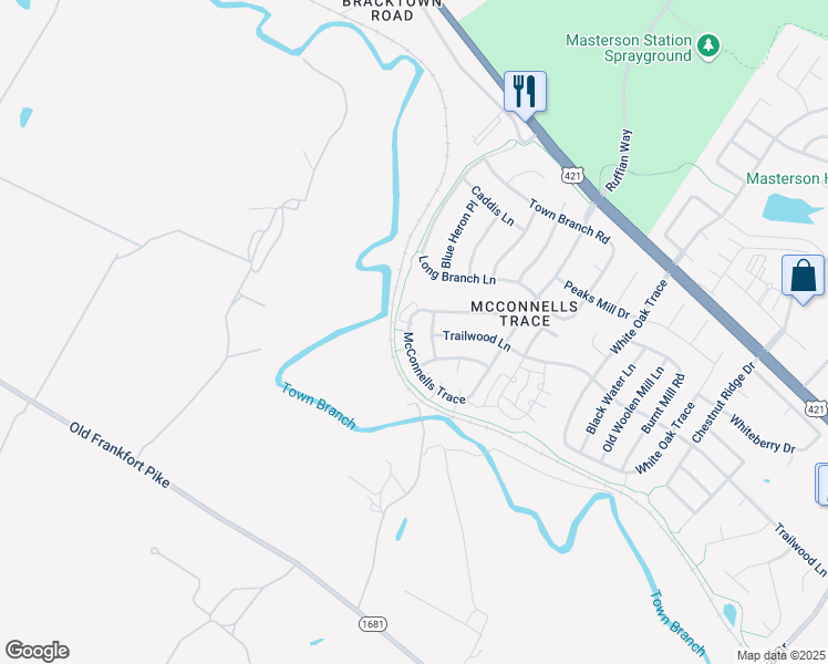 map of restaurants, bars, coffee shops, grocery stores, and more near 367 McConnells Trace in Lexington
