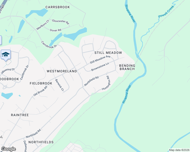 map of restaurants, bars, coffee shops, grocery stores, and more near 2040 Brownstone Lane in Charlottesville