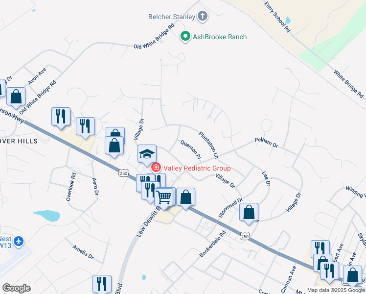 map of restaurants, bars, coffee shops, grocery stores, and more near 3017 Quenton Place in Waynesboro