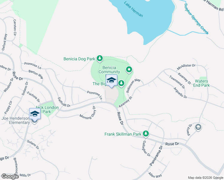 map of restaurants, bars, coffee shops, grocery stores, and more near 540 Rose Drive in Benicia