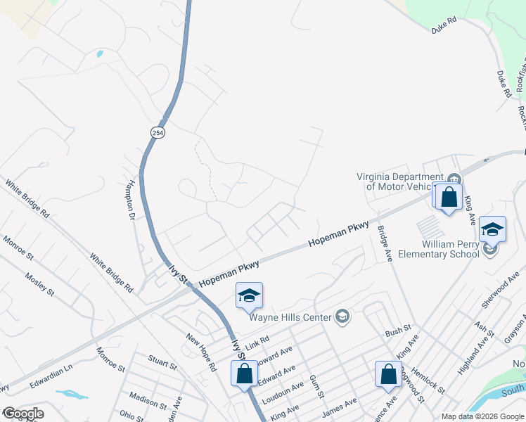 map of restaurants, bars, coffee shops, grocery stores, and more near 109 Compass Drive in Waynesboro