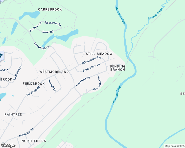 map of restaurants, bars, coffee shops, grocery stores, and more near 2813 Northfield Road in Charlottesville