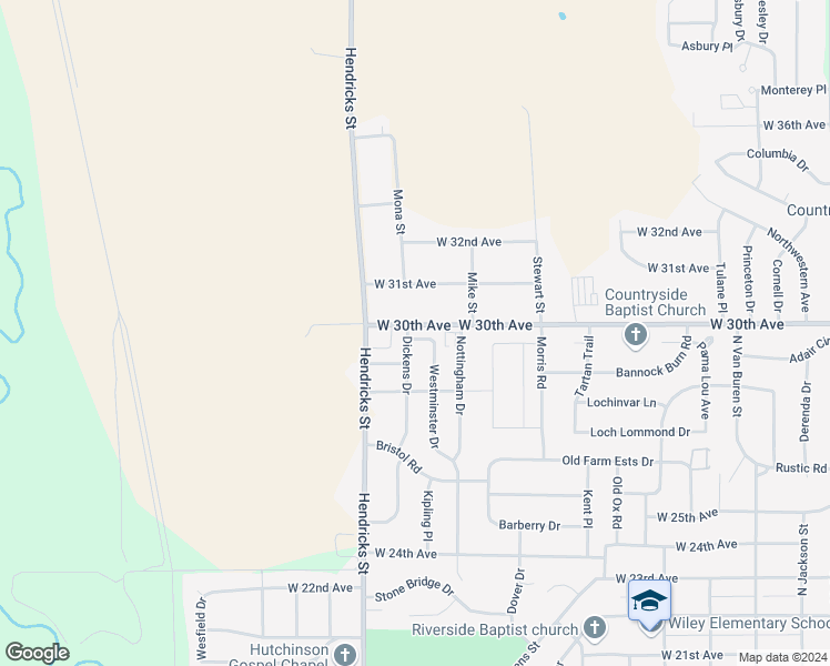 map of restaurants, bars, coffee shops, grocery stores, and more near 2908 Westminster Drive in Hutchinson