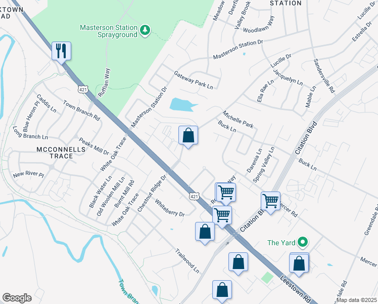map of restaurants, bars, coffee shops, grocery stores, and more near 2751 Leestown Road in Lexington