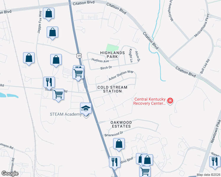 map of restaurants, bars, coffee shops, grocery stores, and more near in Lexington