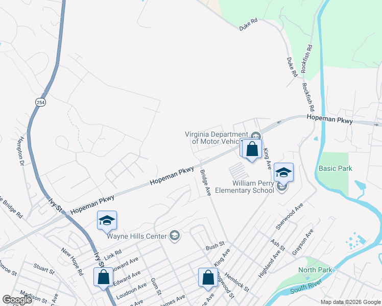 map of restaurants, bars, coffee shops, grocery stores, and more near 817 Hopeman Parkway in Waynesboro