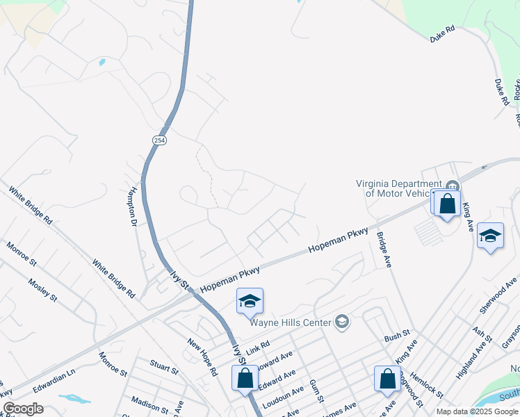 map of restaurants, bars, coffee shops, grocery stores, and more near 121 Crosskeys Way in Waynesboro