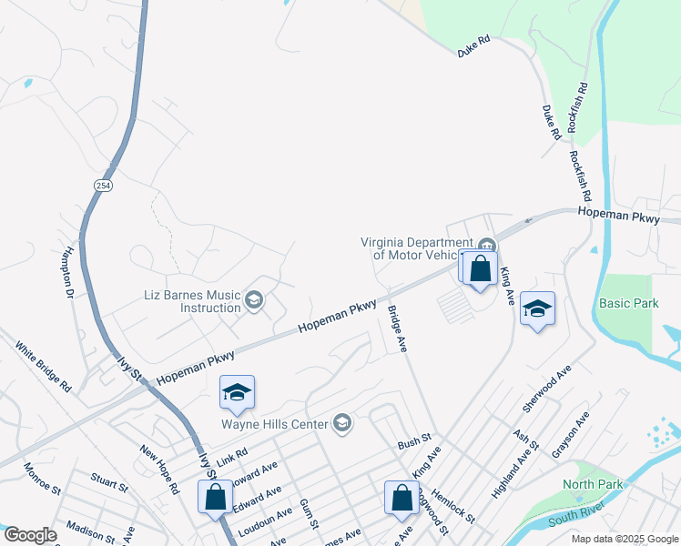map of restaurants, bars, coffee shops, grocery stores, and more near 817 Hopeman Parkway in Waynesboro