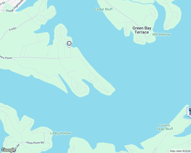 map of restaurants, bars, coffee shops, grocery stores, and more near Twin Rivers Point in Camdenton