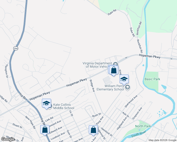 map of restaurants, bars, coffee shops, grocery stores, and more near 817 Hopeman Parkway in Waynesboro
