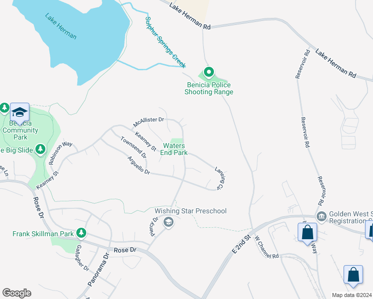map of restaurants, bars, coffee shops, grocery stores, and more near 558 Lansing Circle in Benicia