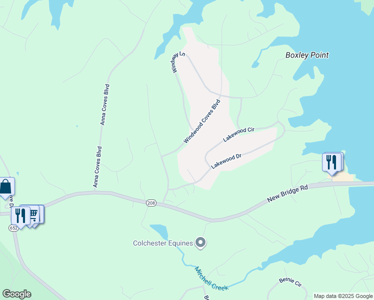 map of restaurants, bars, coffee shops, grocery stores, and more near 344 Windwood Coves Boulevard in Mineral