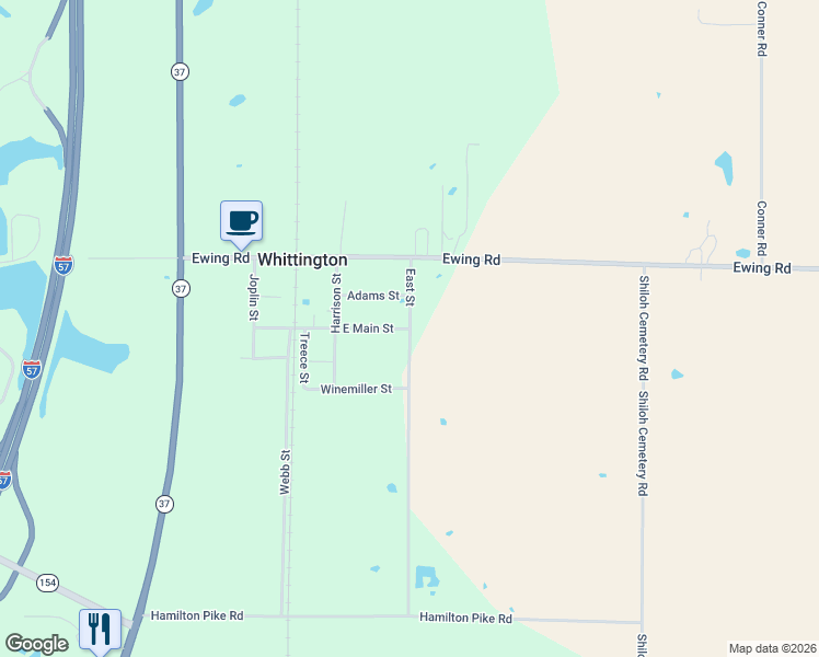 map of restaurants, bars, coffee shops, grocery stores, and more near 401 East Street in Whittington