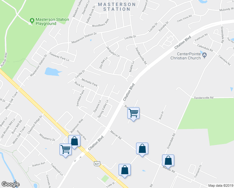 map of restaurants, bars, coffee shops, grocery stores, and more near 2540 Maggie Cove in Lexington