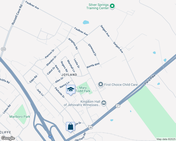 map of restaurants, bars, coffee shops, grocery stores, and more near 609 Kingston Road in Lexington