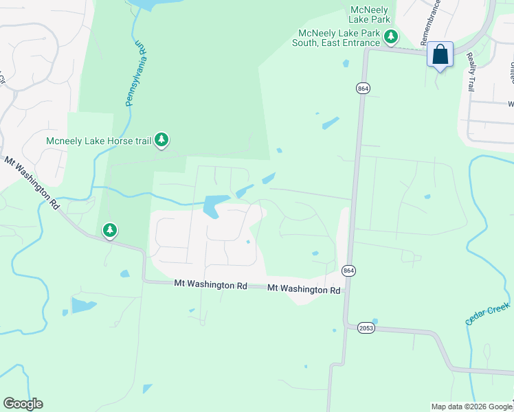 map of restaurants, bars, coffee shops, grocery stores, and more near 11000 Cedar Creek Road in Louisville