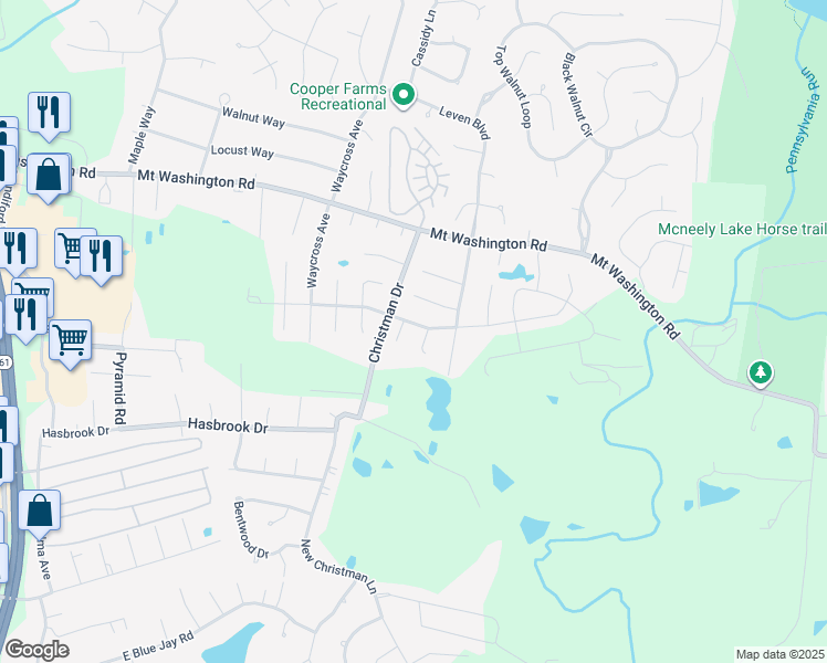 map of restaurants, bars, coffee shops, grocery stores, and more near 6008 Crossbeak Court in Louisville