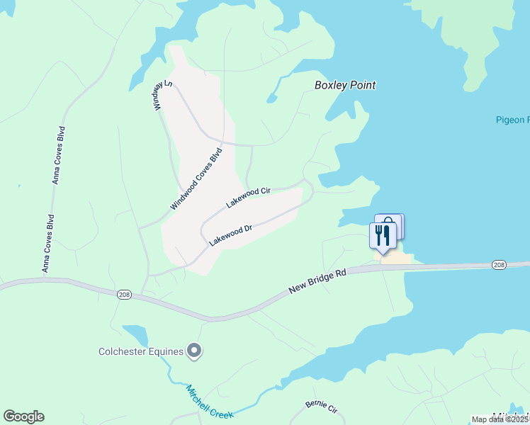 map of restaurants, bars, coffee shops, grocery stores, and more near 461 Lakewood Drive in Mineral