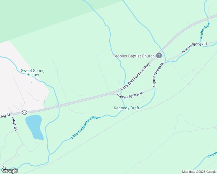 map of restaurants, bars, coffee shops, grocery stores, and more near 3863 Little Calf Pasture Highway in Craigsville