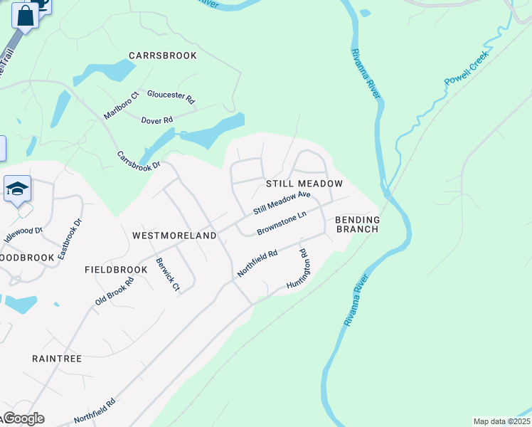 map of restaurants, bars, coffee shops, grocery stores, and more near 1258 Still Meadow Avenue in Charlottesville