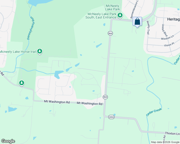 map of restaurants, bars, coffee shops, grocery stores, and more near 10920 Cedar Creek Road in Louisville