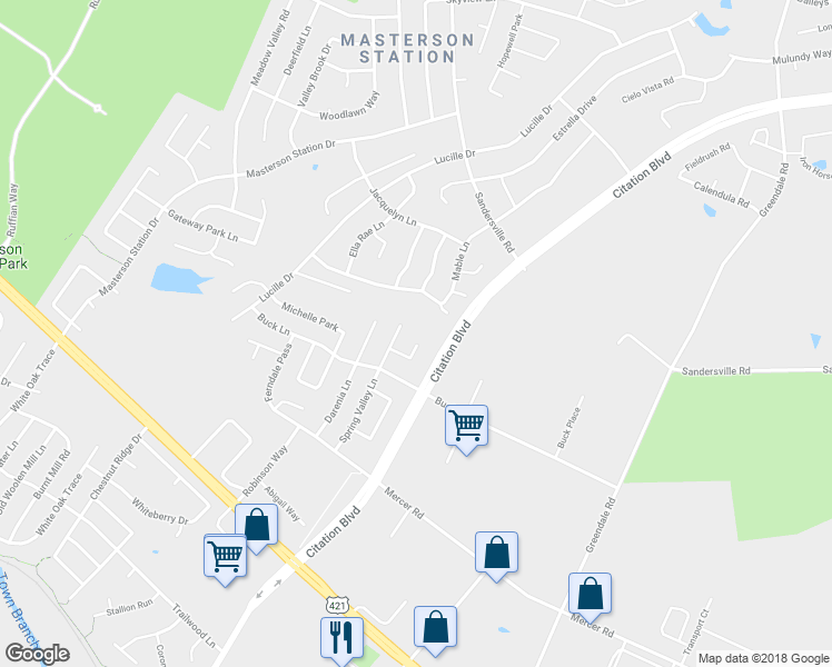 map of restaurants, bars, coffee shops, grocery stores, and more near 2501 Maggie Cove in Lexington