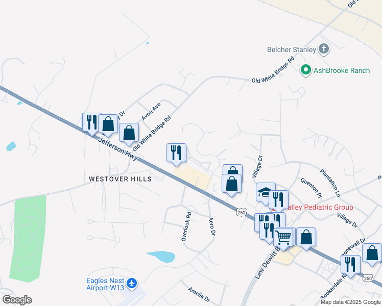 map of restaurants, bars, coffee shops, grocery stores, and more near 65 Ashleigh Drive in Waynesboro