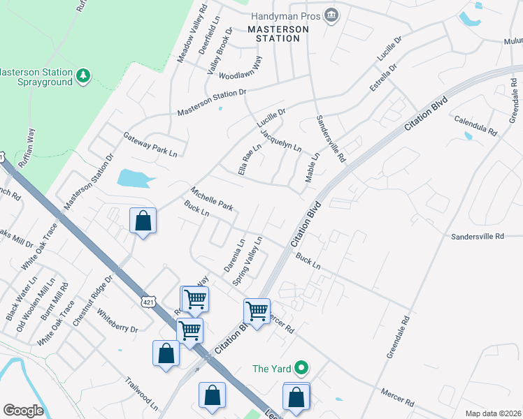 map of restaurants, bars, coffee shops, grocery stores, and more near 336 Darenia Lane in Lexington