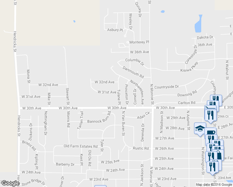 map of restaurants, bars, coffee shops, grocery stores, and more near 701 West 31st Avenue in Hutchinson