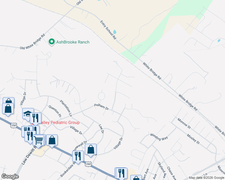 map of restaurants, bars, coffee shops, grocery stores, and more near 301 Meadow Beauty Court in Waynesboro